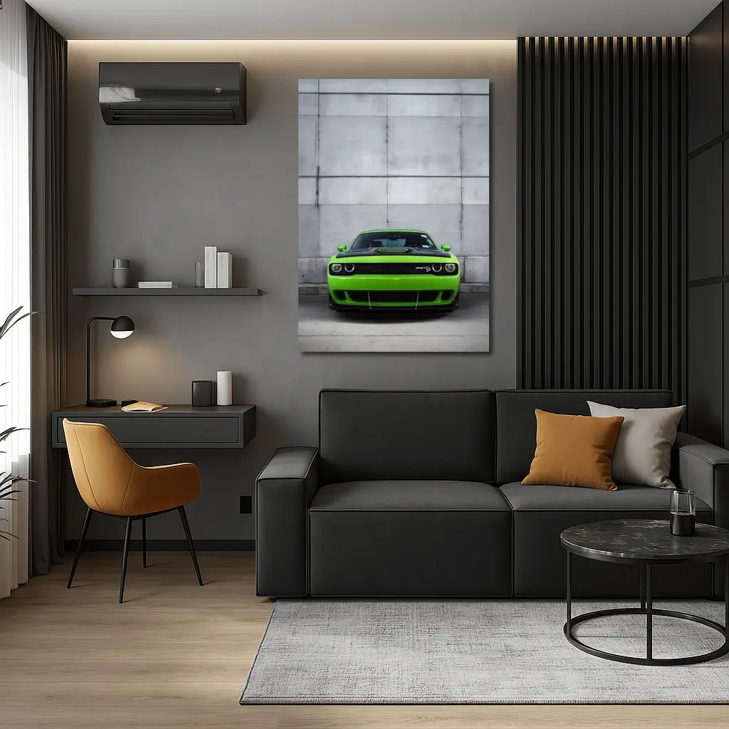 Dodge Challenger SRT Hellcat Green Concrete Wall – Wall Art