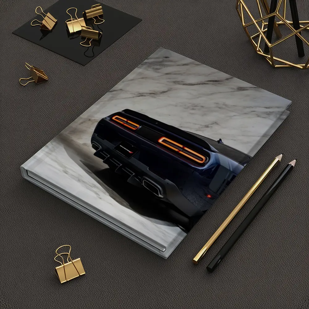 Dodge Challenger Rear View Marble Background – Notebooks