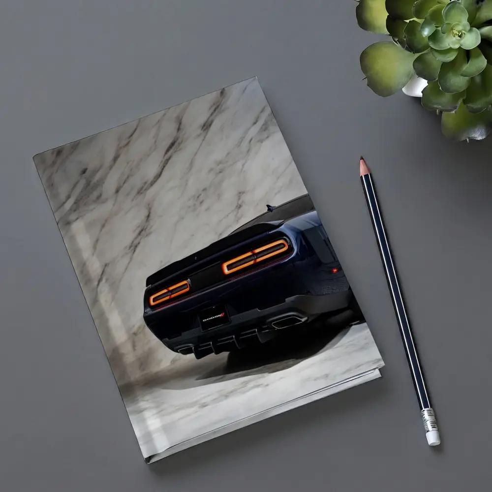 Dodge Challenger Rear View Marble Background – Notebooks
