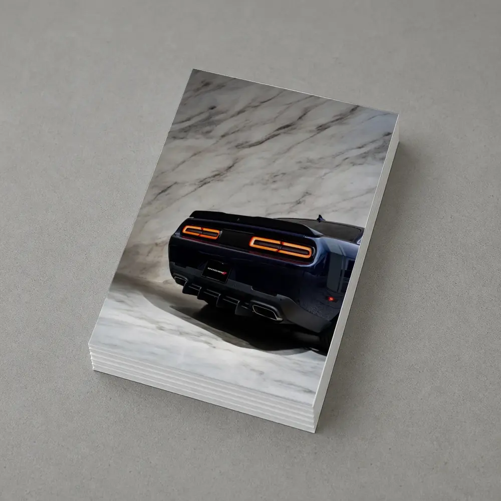 Dodge Challenger Rear View Marble Background – Postcards