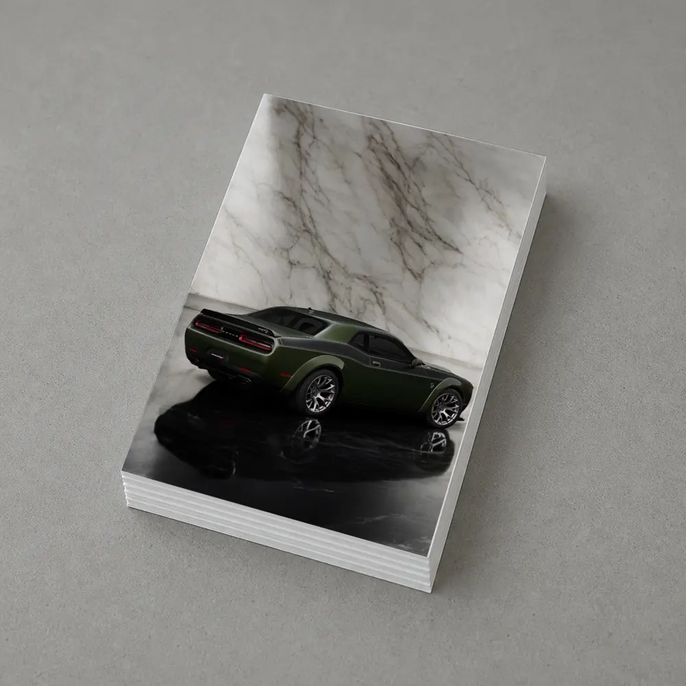 Dodge Challenger Green Against Marble Wall – Postcards