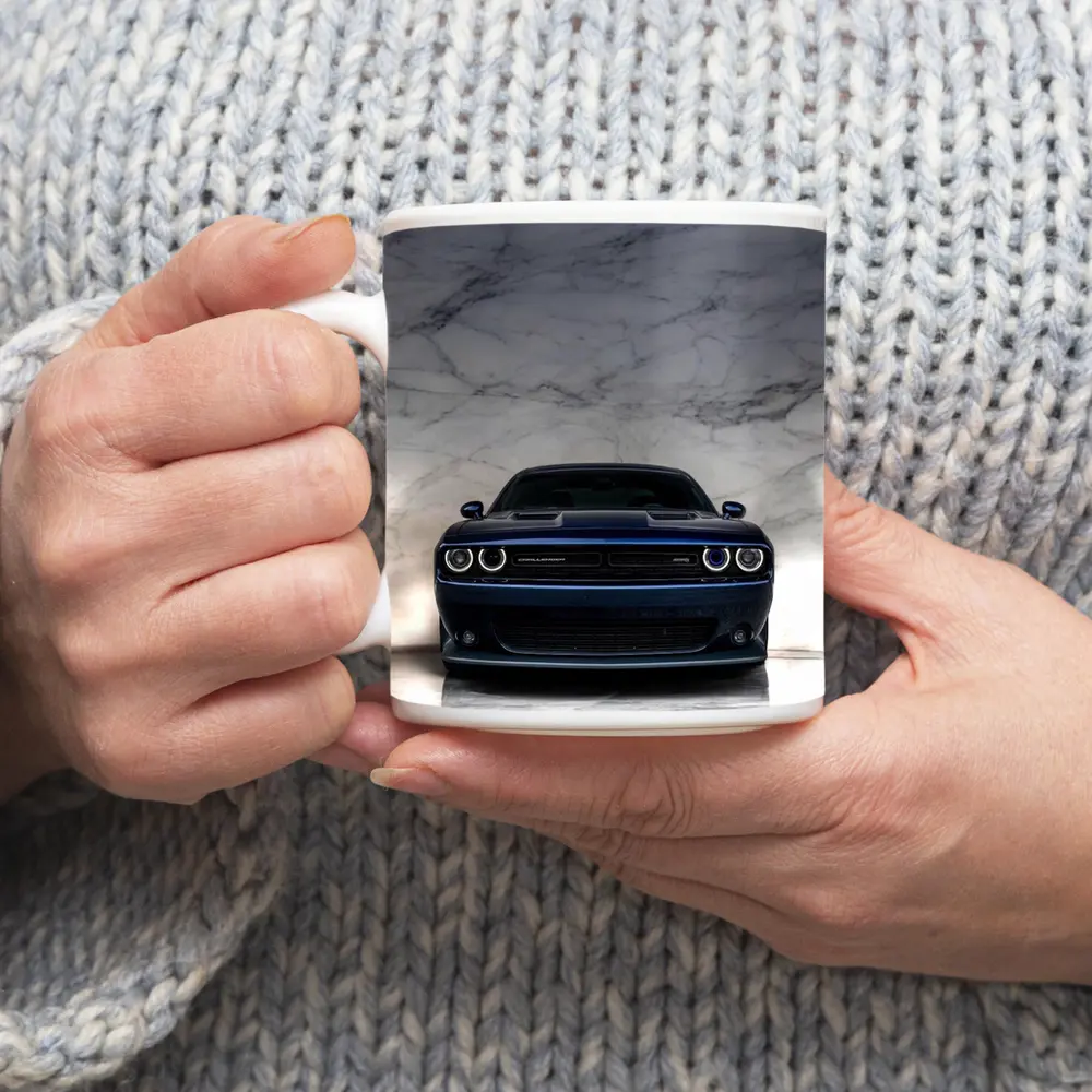 Dodge Challenger Deep Blue Marble Background – Mugs