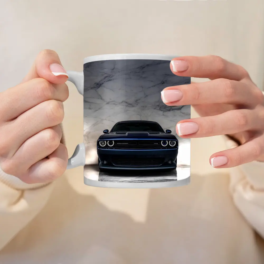 Dodge Challenger Deep Blue Marble Background – Mugs