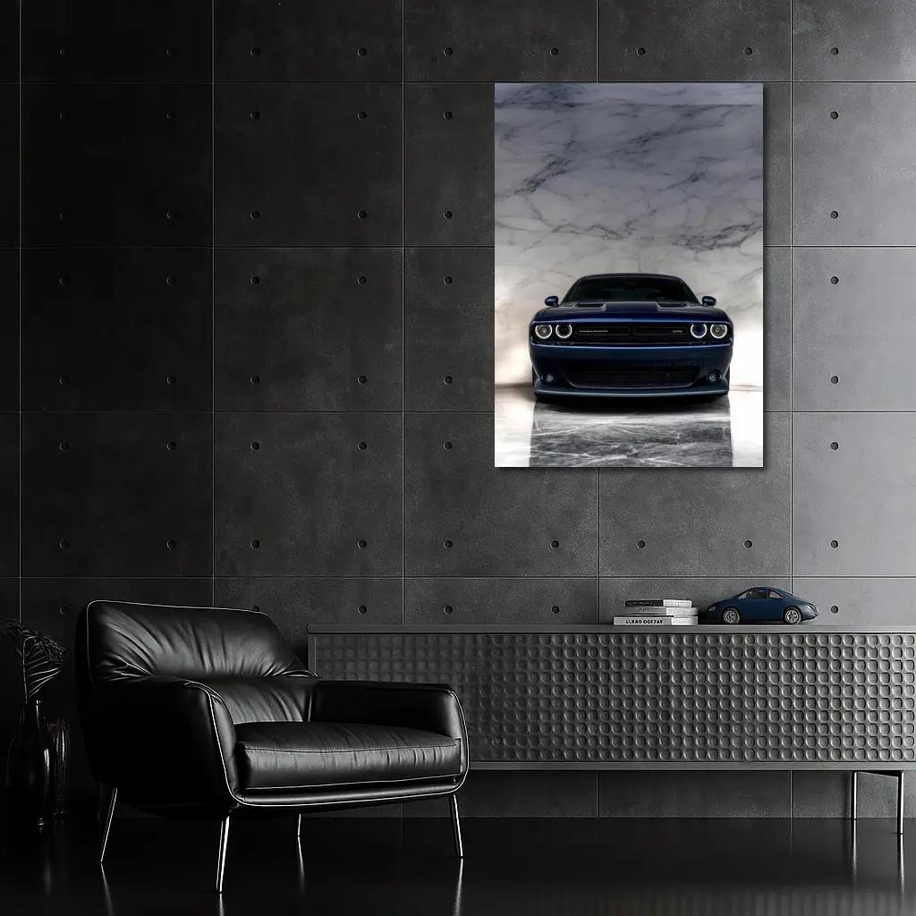 Dodge Challenger Deep Blue Marble Background – Wall Art