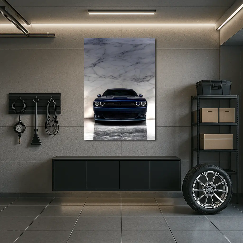Dodge Challenger Deep Blue Marble Background – Wall Art