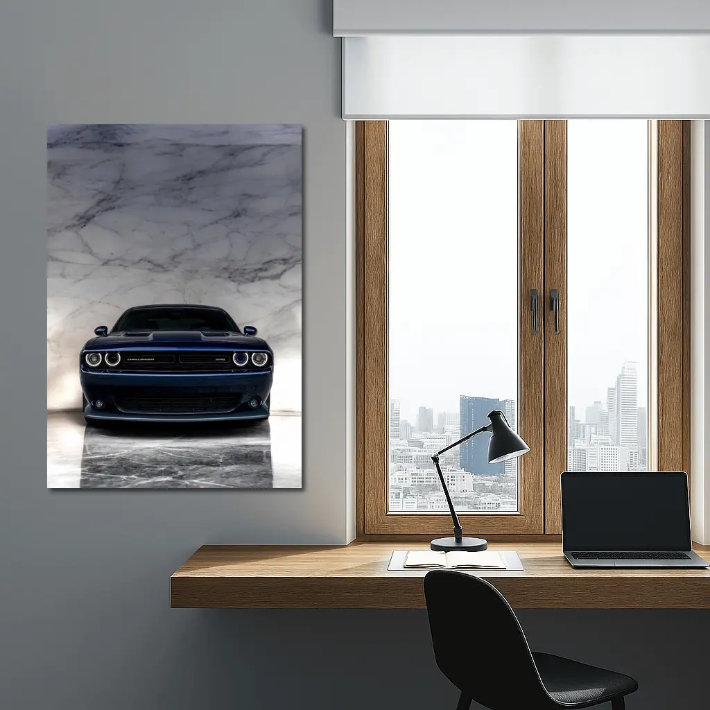 Dodge Challenger Deep Blue Marble Background – Wall Art
