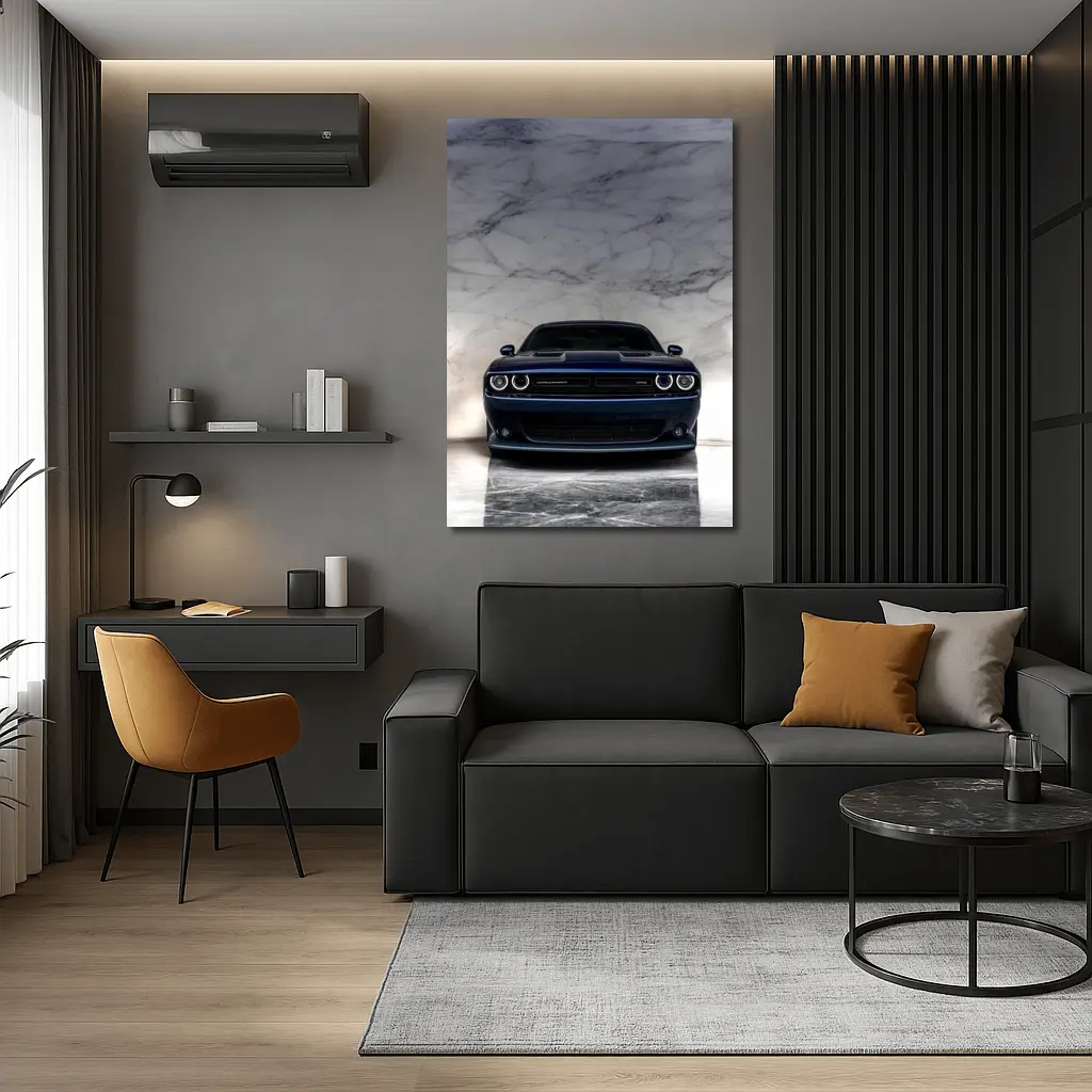 Dodge Challenger Deep Blue Marble Background – Wall Art