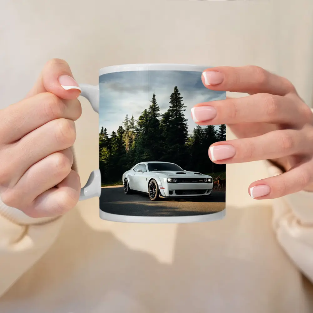 Dodge Challenger Hellcat White Forest Road – Mugs
