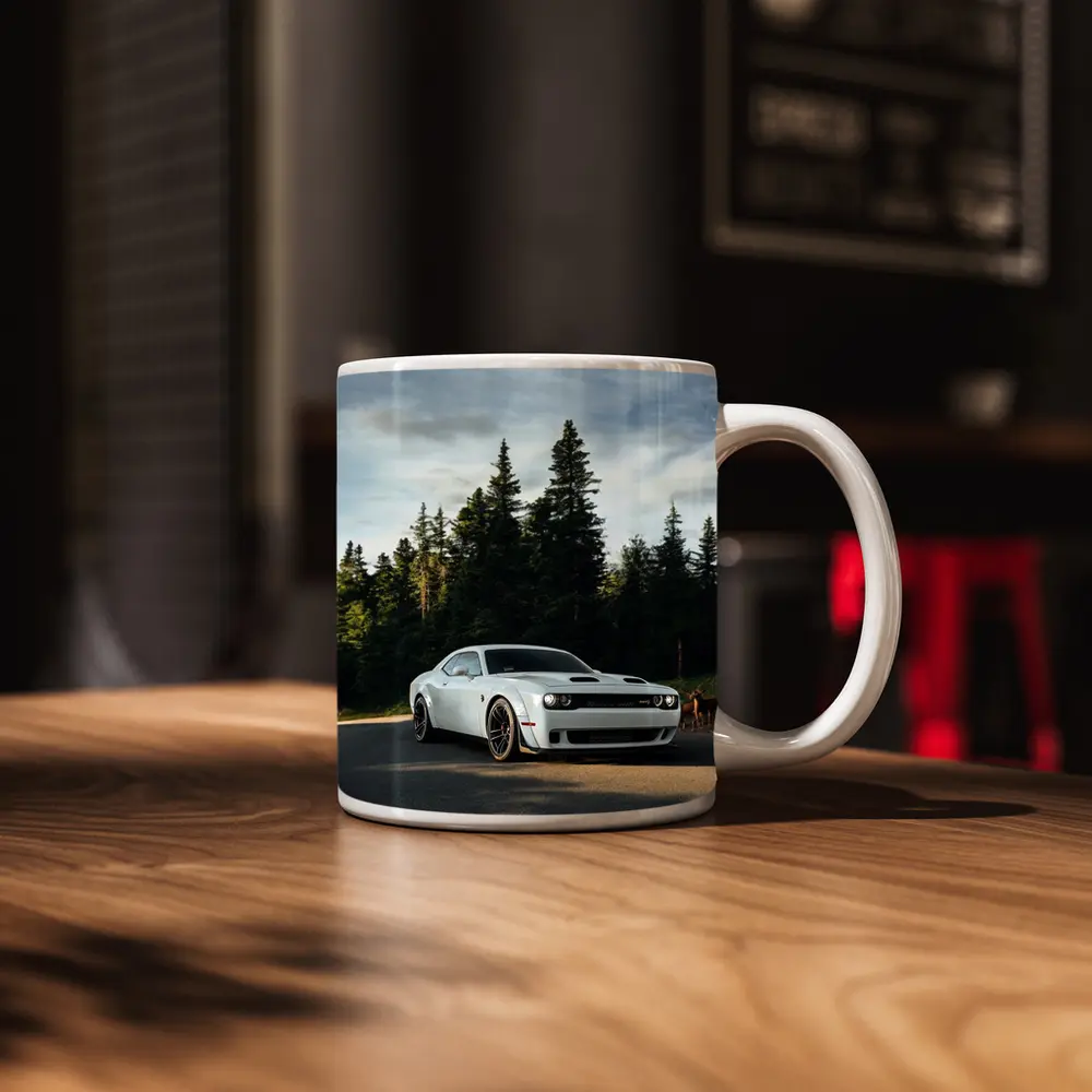 Dodge Challenger Hellcat White Forest Road – Mugs