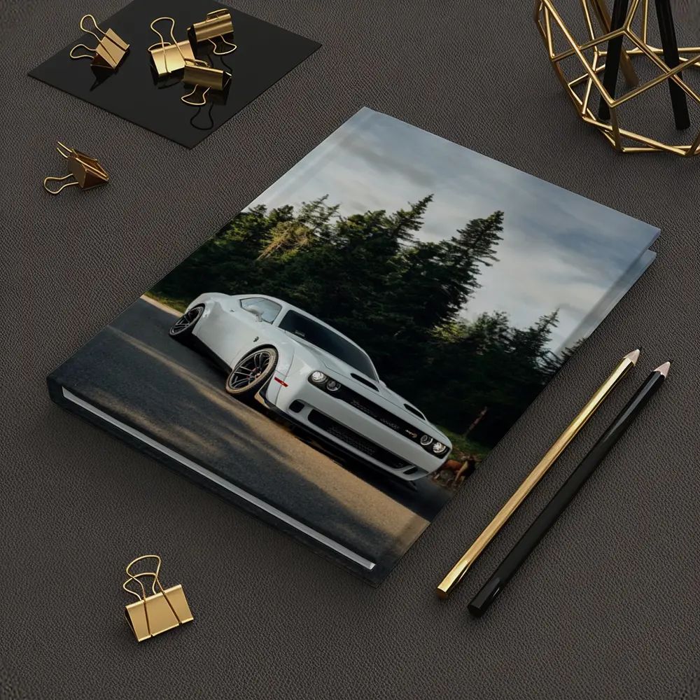 Dodge Challenger Hellcat White Forest Road – Notebooks