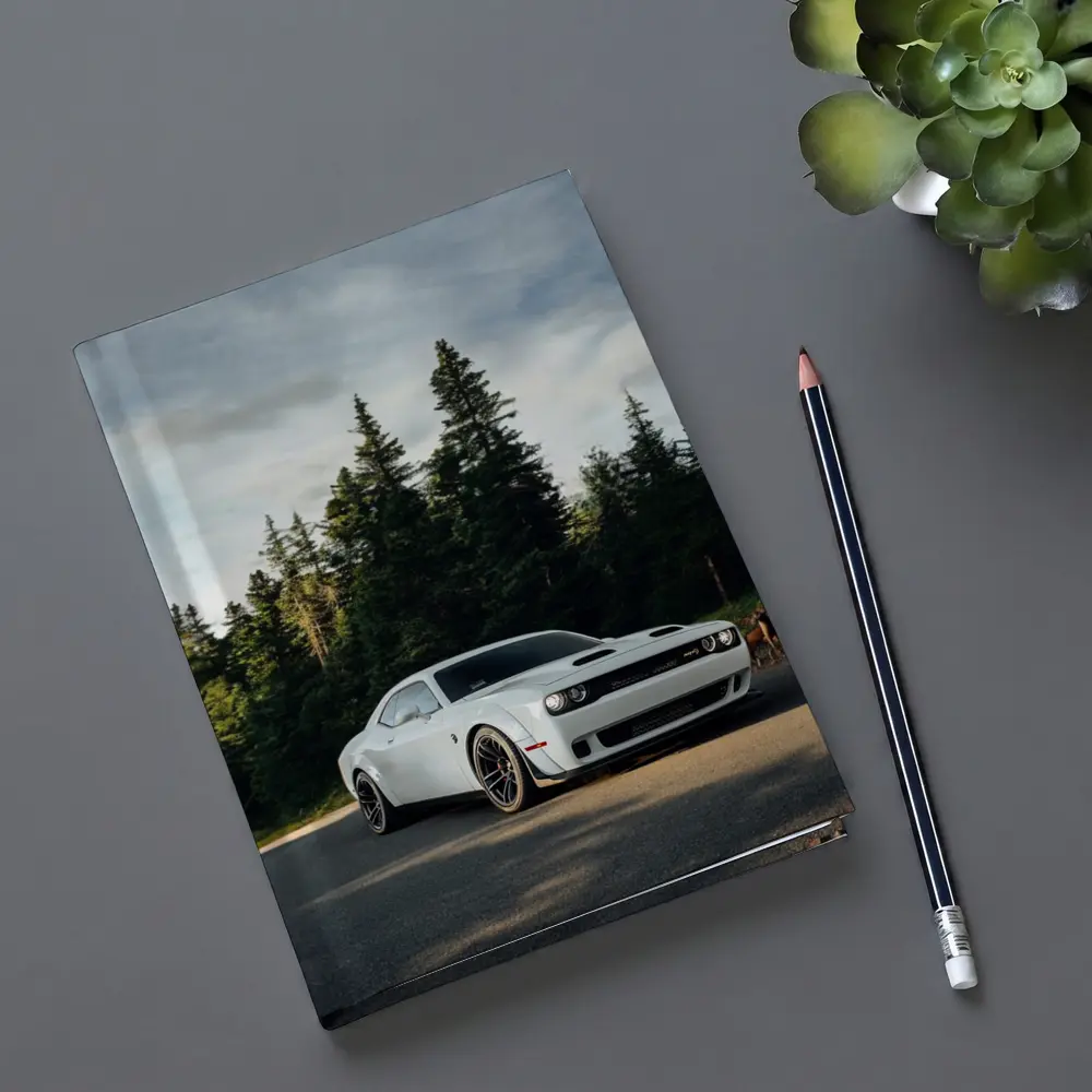 Dodge Challenger Hellcat White Forest Road – Notebooks