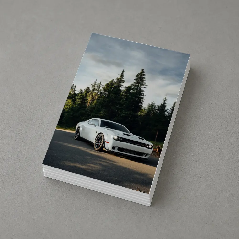 Dodge Challenger Hellcat White Forest Road – Postcards