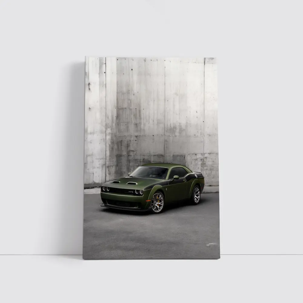 Dodge Challenger SRT Hellcat Green Concrete Wall – Wall Art