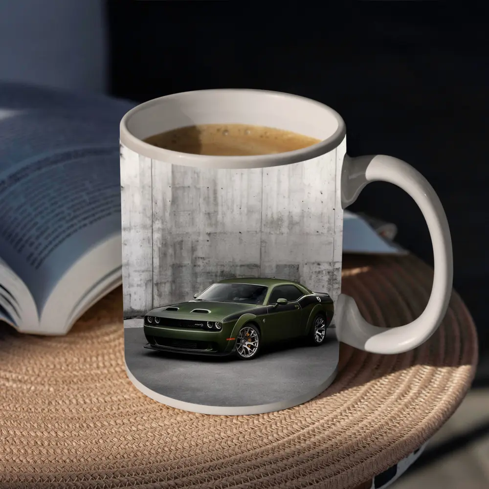 Dodge Challenger SRT Hellcat Green Concrete Wall – Mugs
