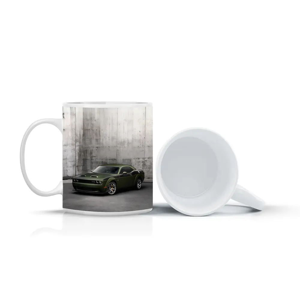 Dodge Challenger SRT Hellcat Green Concrete Wall – Mugs