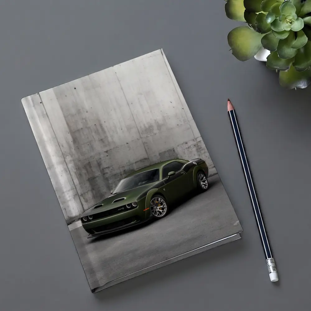 Dodge Challenger SRT Hellcat Green Concrete Wall – Notebooks
