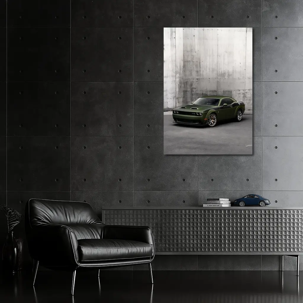 Dodge Challenger SRT Hellcat Green Concrete Wall – Wall Art