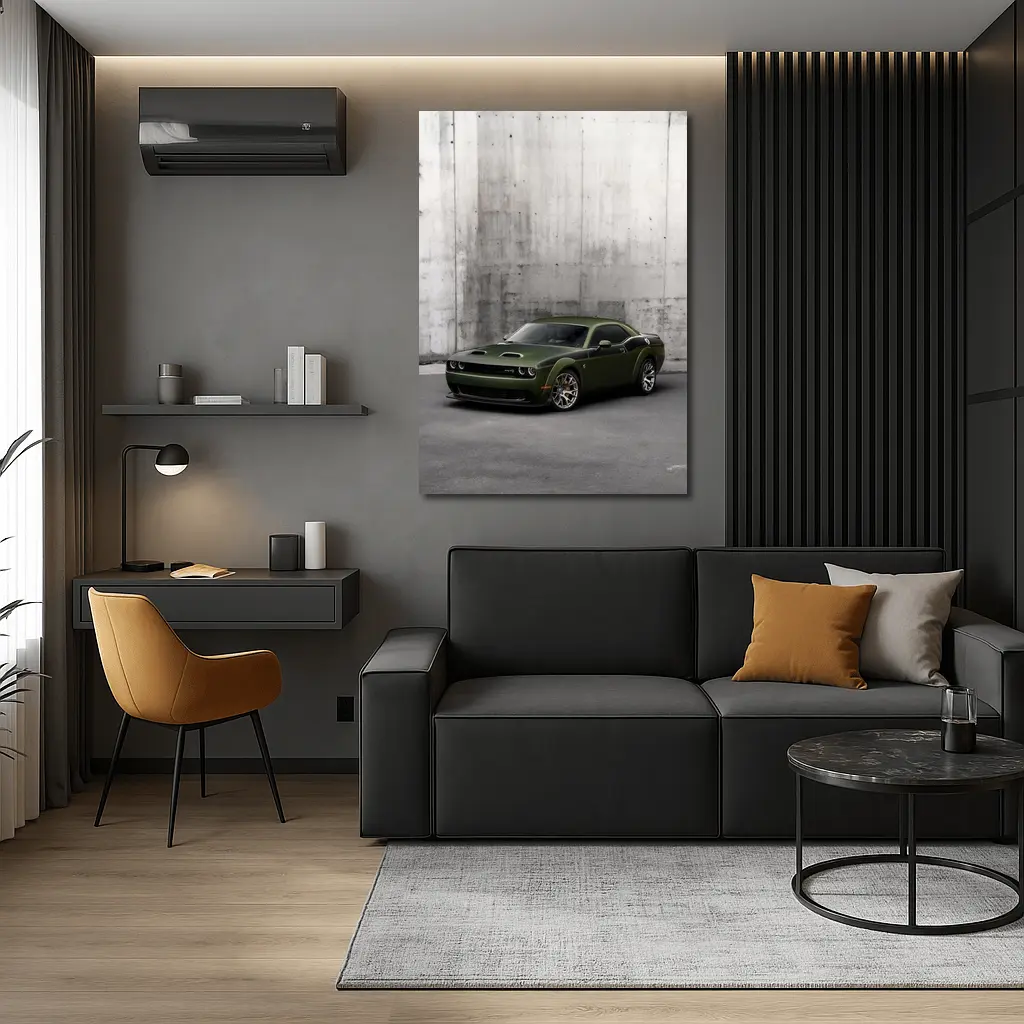 Dodge Challenger SRT Hellcat Green Concrete Wall – Wall Art