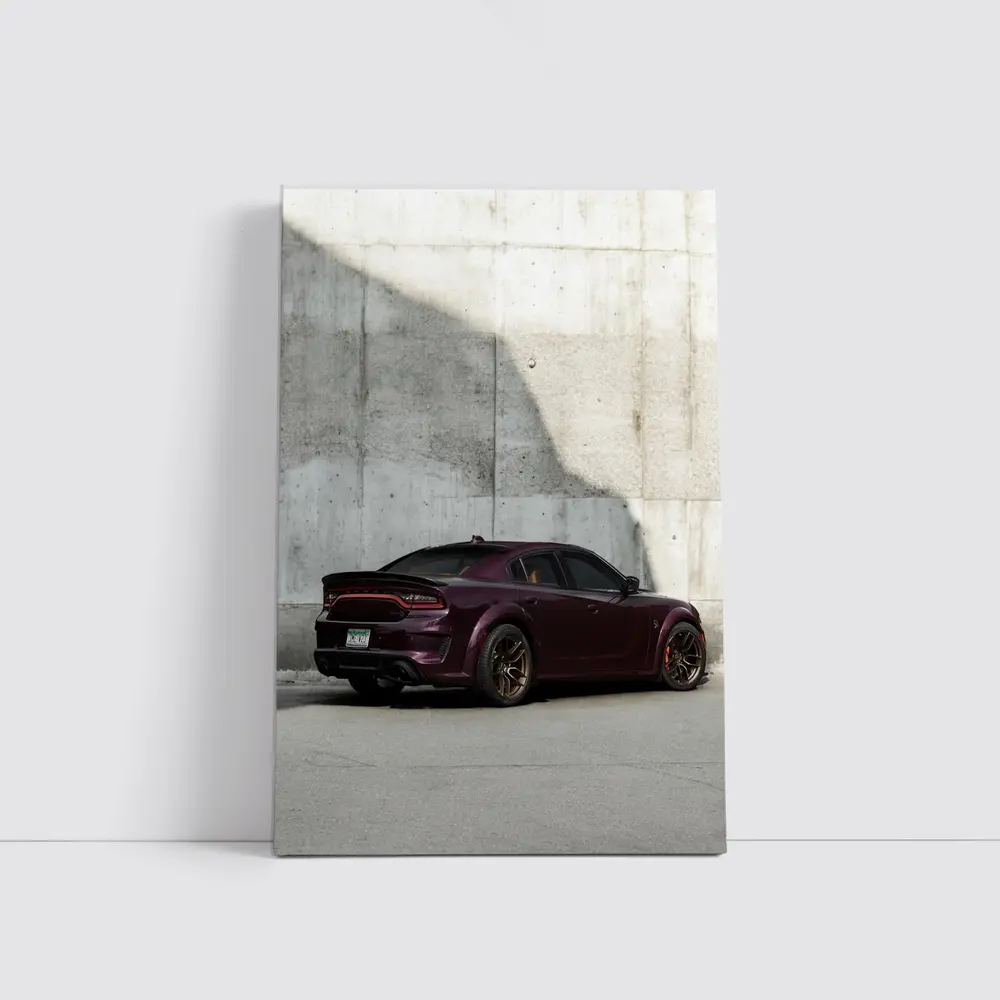 Dodge Charger Dark Purple Concrete Wall – Wall Art