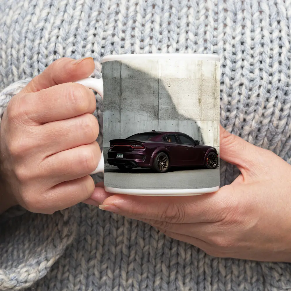 Dodge Charger Dark Purple Concrete Wall – Mugs