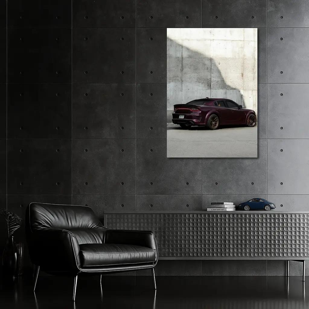 Dodge Charger Dark Purple Concrete Wall – Wall Art