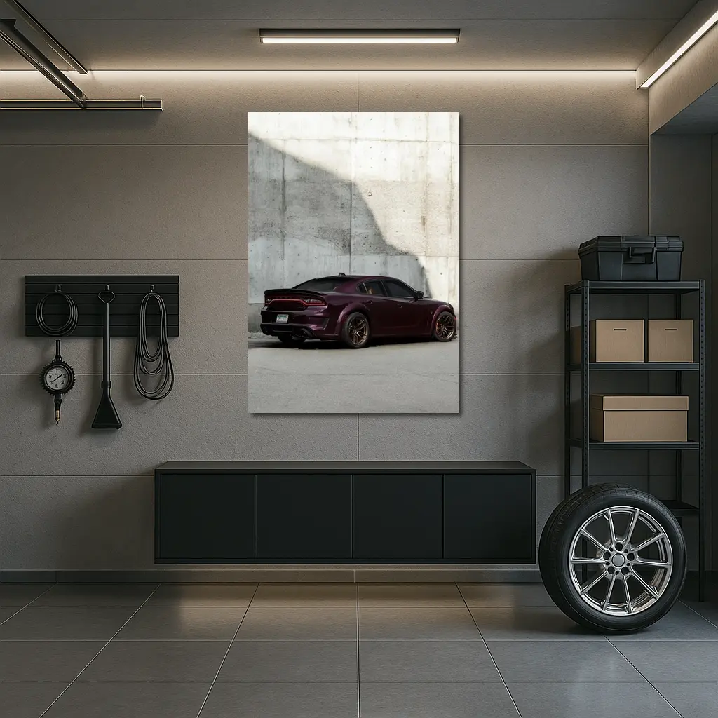 Dodge Charger Dark Purple Concrete Wall – Wall Art