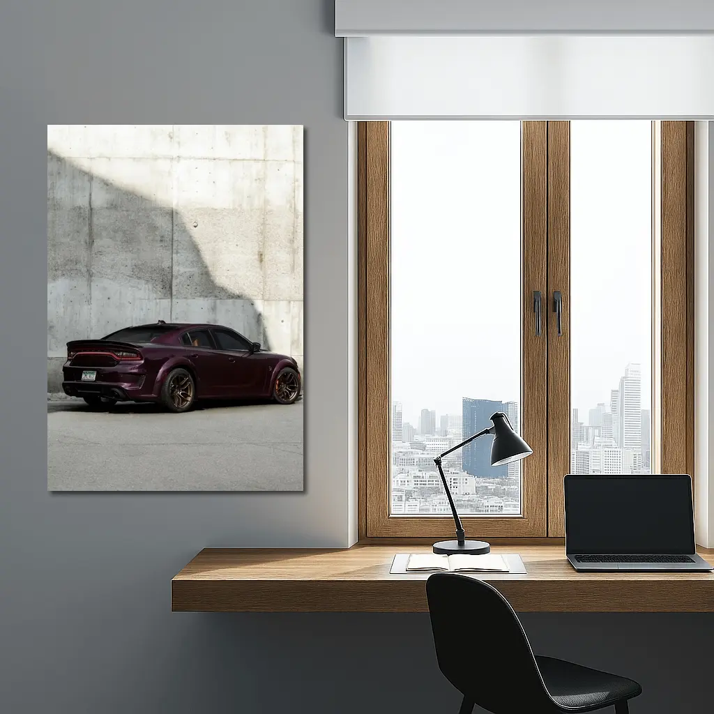 Dodge Charger Dark Purple Concrete Wall – Wall Art