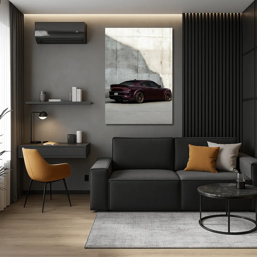 Dodge Charger Dark Purple Concrete Wall – Wall Art
