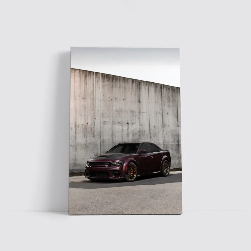 Dodge Challenger Hellcat Widebody LC Purple Coupe by Concrete Wall – Wall Art