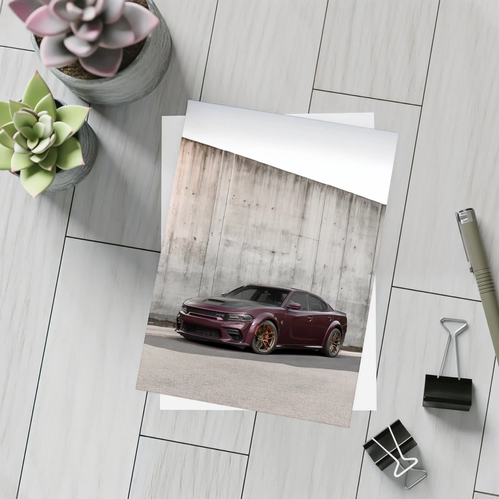Dodge Charger Purple Stance Concrete Wall – Postcards