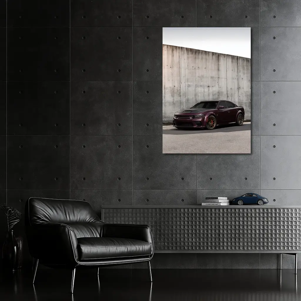 Dodge Challenger Hellcat Widebody LC Purple Coupe by Concrete Wall – Wall Art