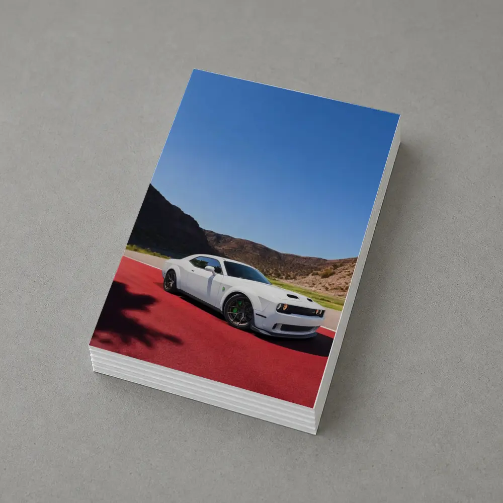 Dodge Challenger White Muscle Car Desert Track – Postcards