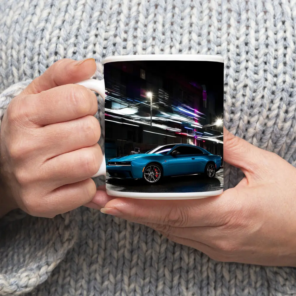Dodge Charger Blue Neon City Night – Mugs