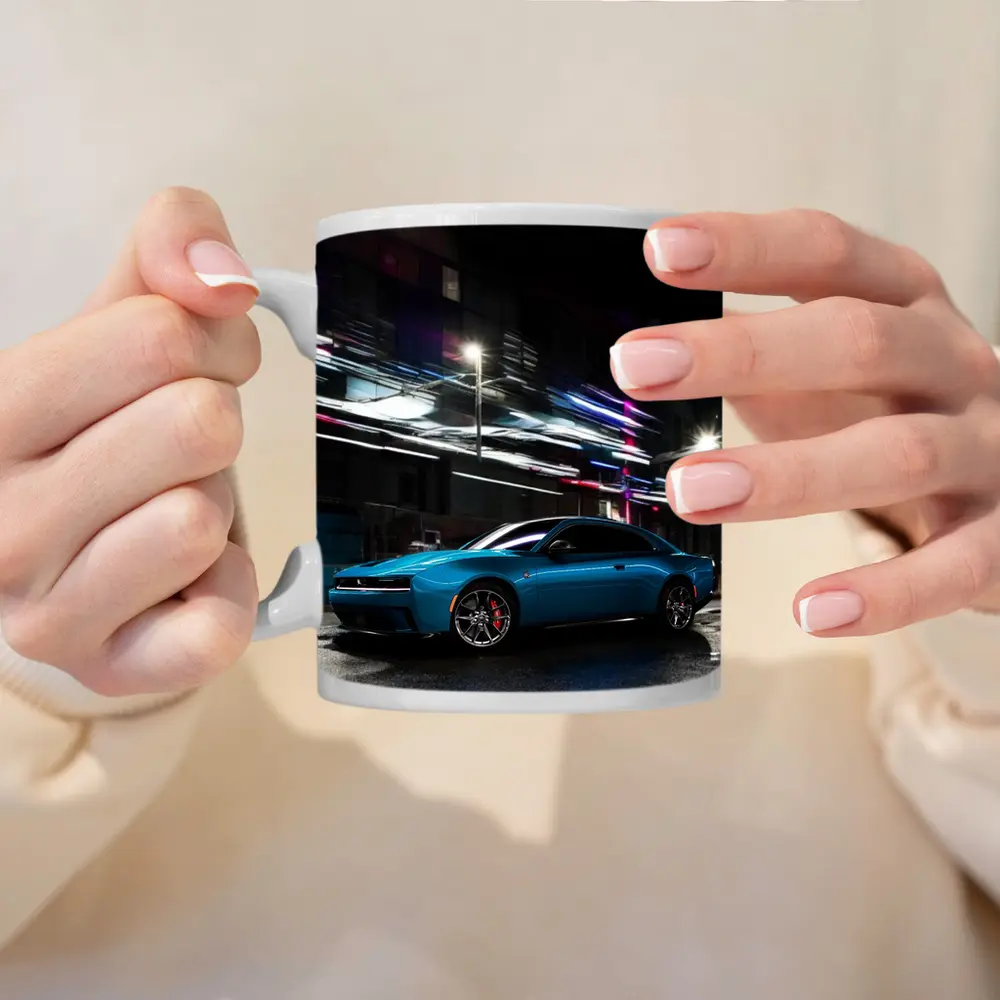 Dodge Charger Blue Neon City Night – Mugs