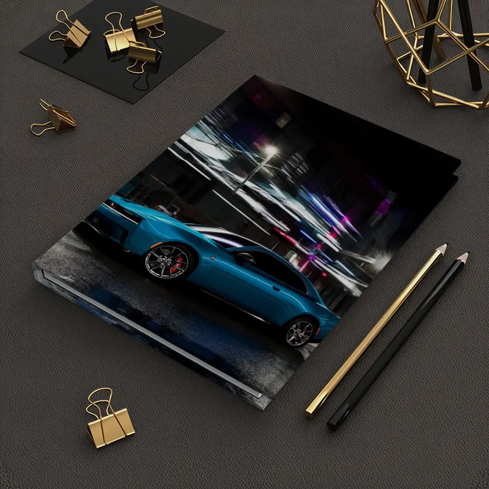 Dodge Charger Blue Neon City Night – Notebooks