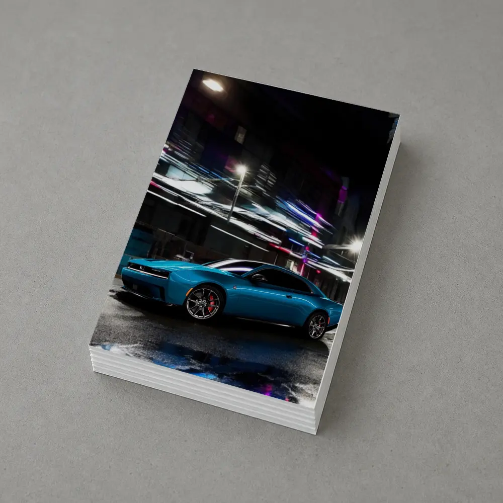 Dodge Charger Blue Neon City Night – Postcards