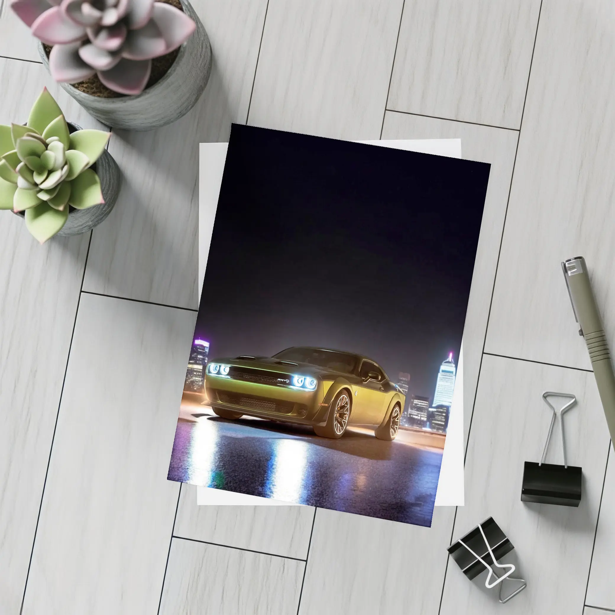 Dodge Challenger SRT Night City Skyline – Postcards