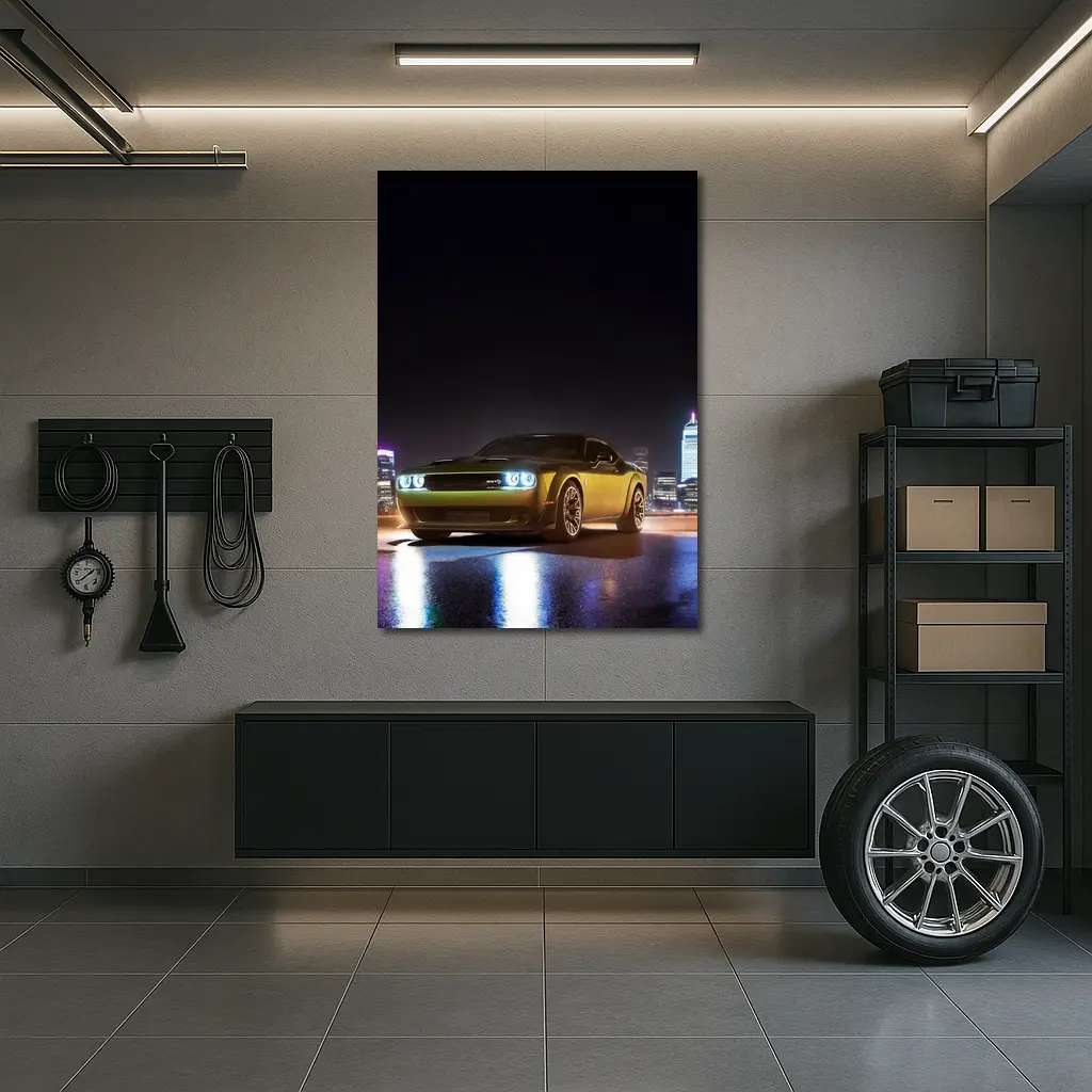 Dodge Challenger SRT Night City Skyline – Wall Art