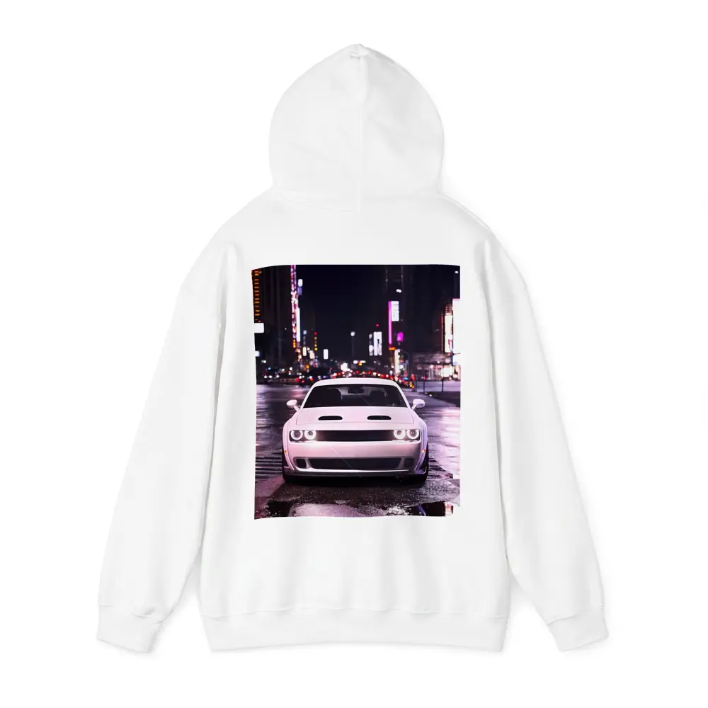 Dodge Challenger Front View City Night – Hoodies