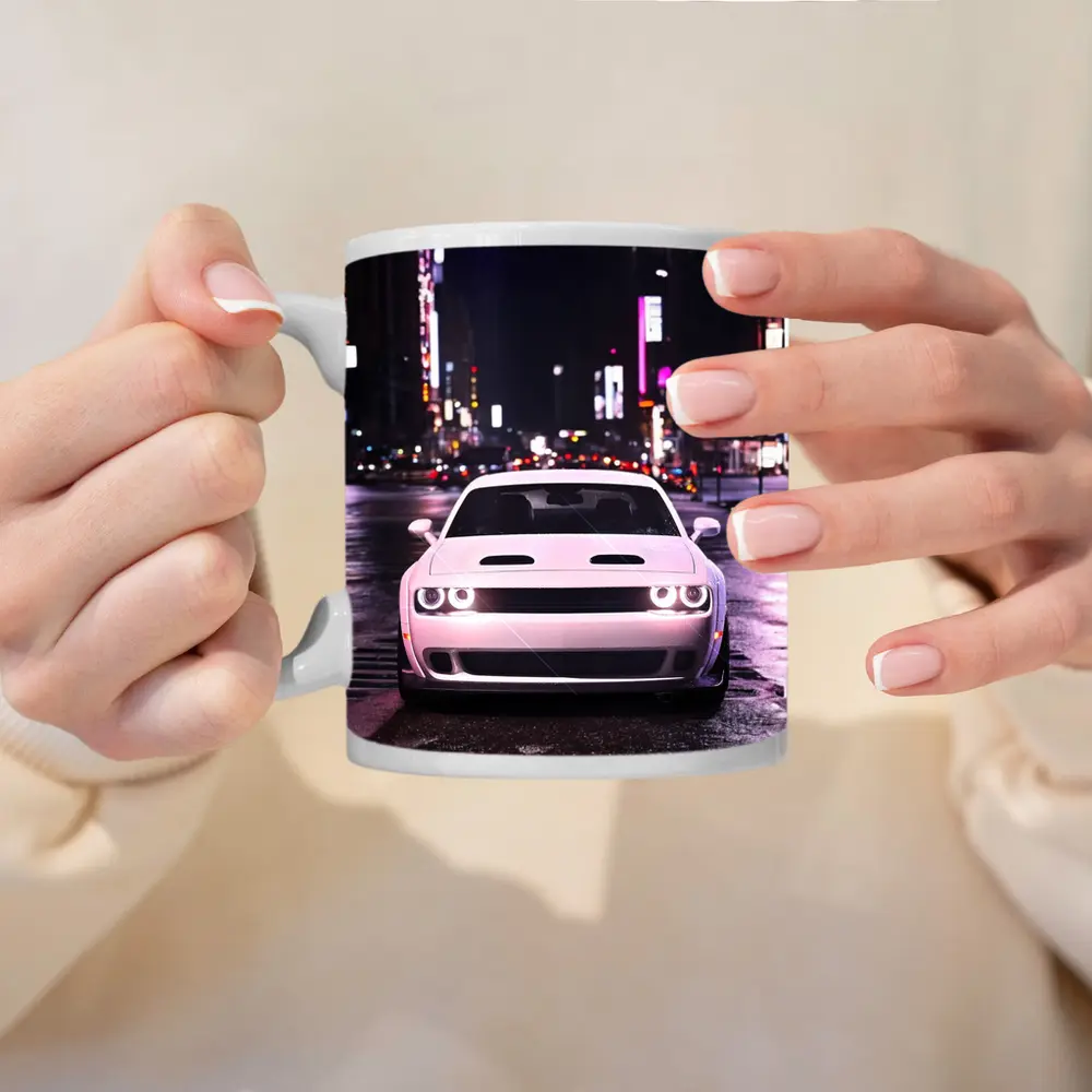 Dodge Challenger Front View City Night – Mugs
