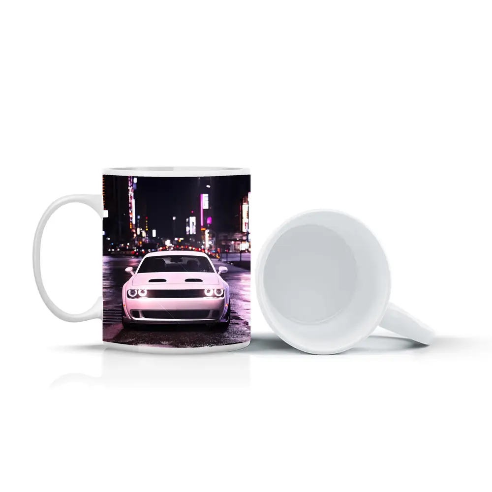 Dodge Challenger Front View City Night – Mugs