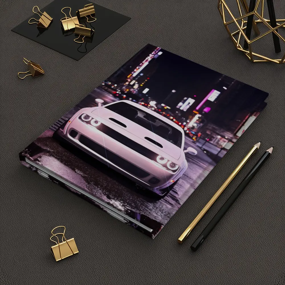 Dodge Challenger Front View City Night – Notebooks
