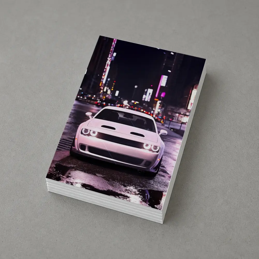Dodge Challenger Front View City Night – Postcards
