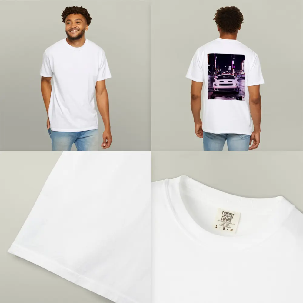 Dodge Challenger Front View City Night – T-Shirts
