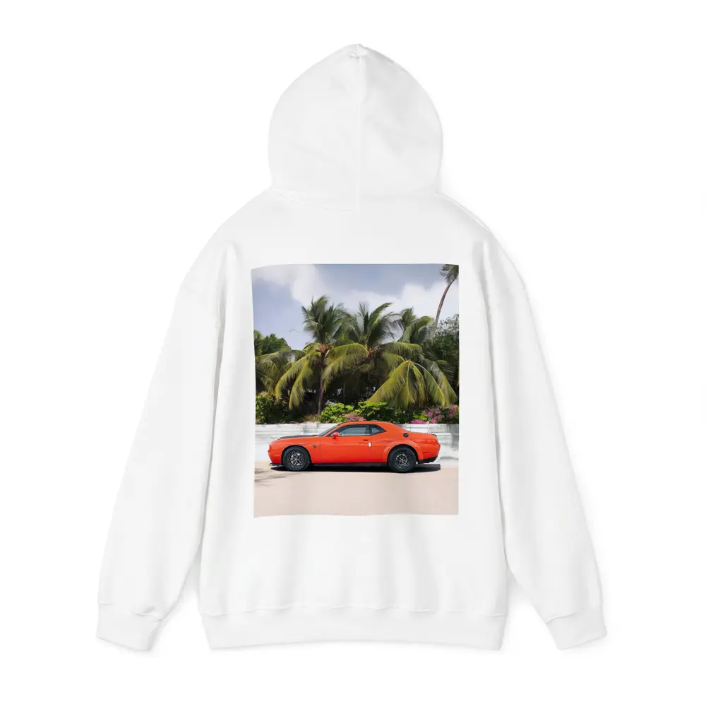 Dodge Challenger Orange Muscle Car Palm Trees – Hoodies