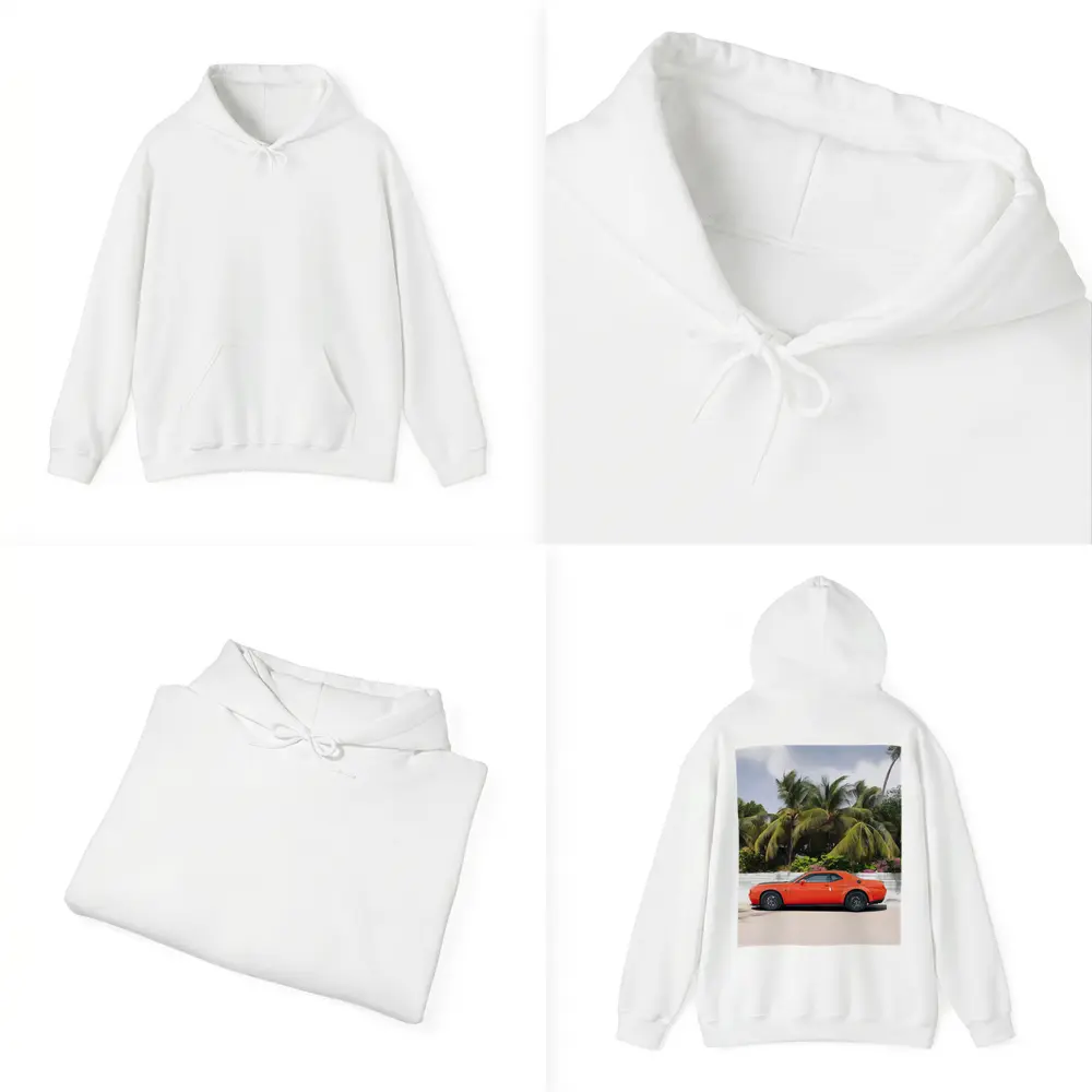 Dodge Challenger Orange Muscle Car Palm Trees – Hoodies