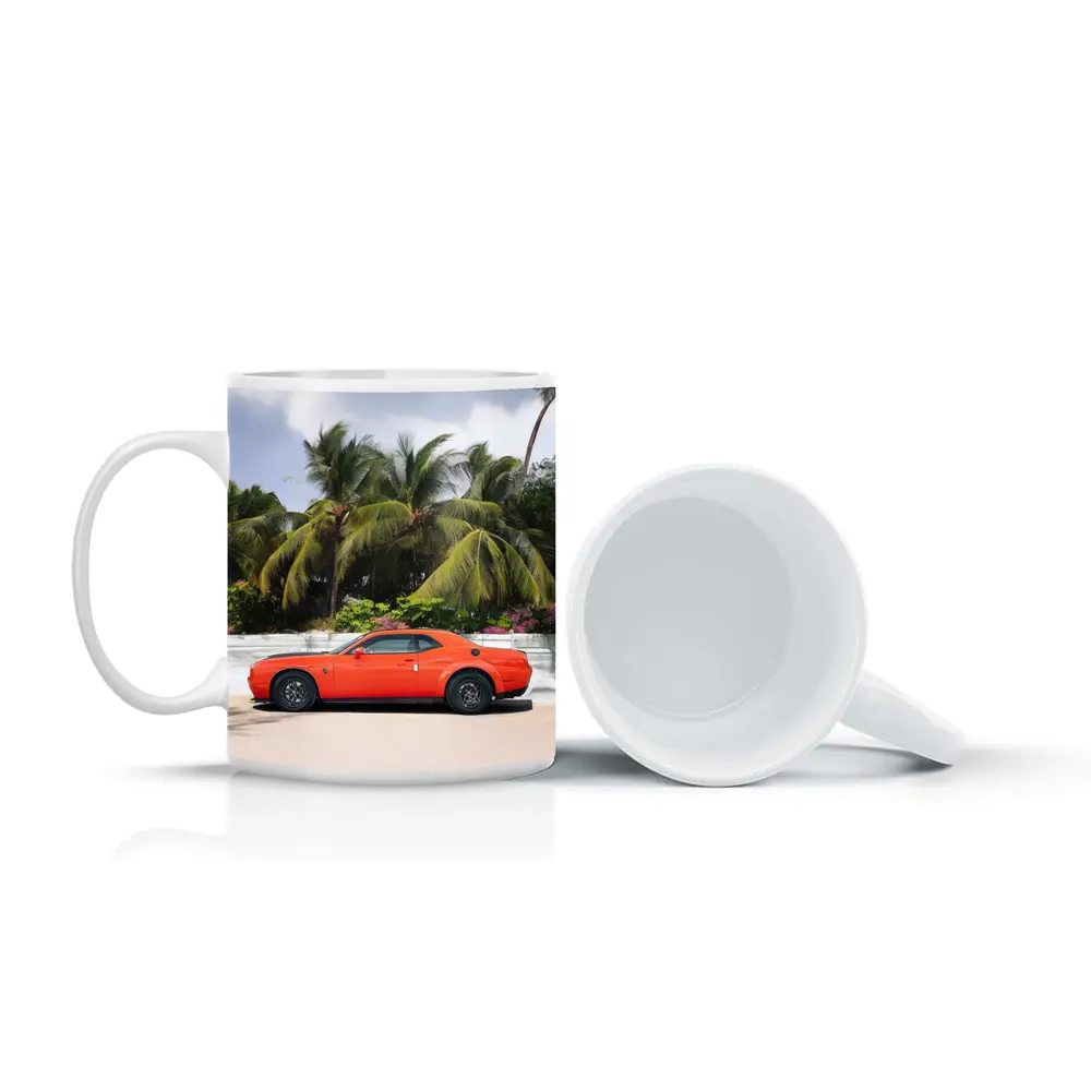 Dodge Challenger Orange Muscle Car Palm Trees – Mugs