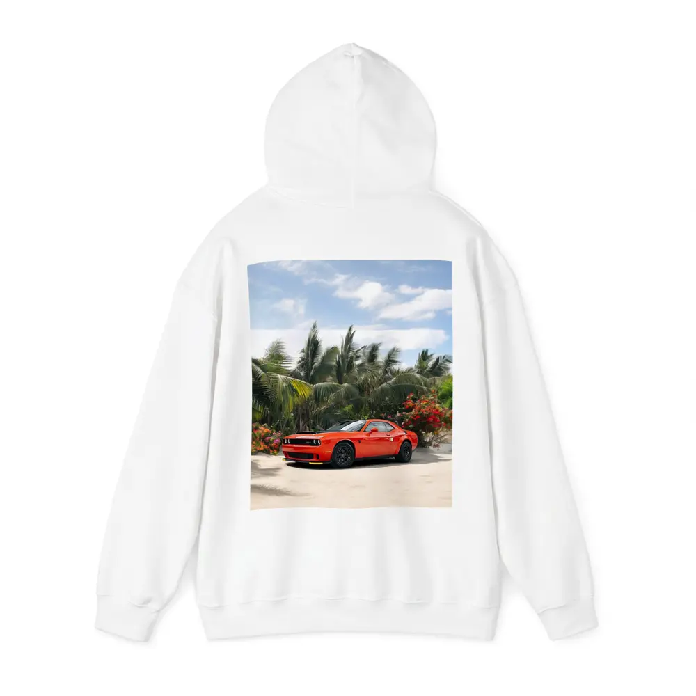 Dodge Challenger Red Muscle Car Tropical Beach – Hoodies