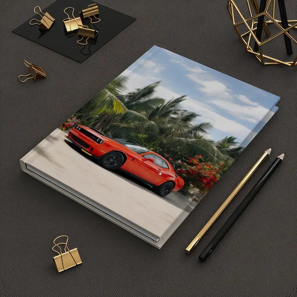 Dodge Challenger Red Muscle Car Tropical Beach – Notebooks