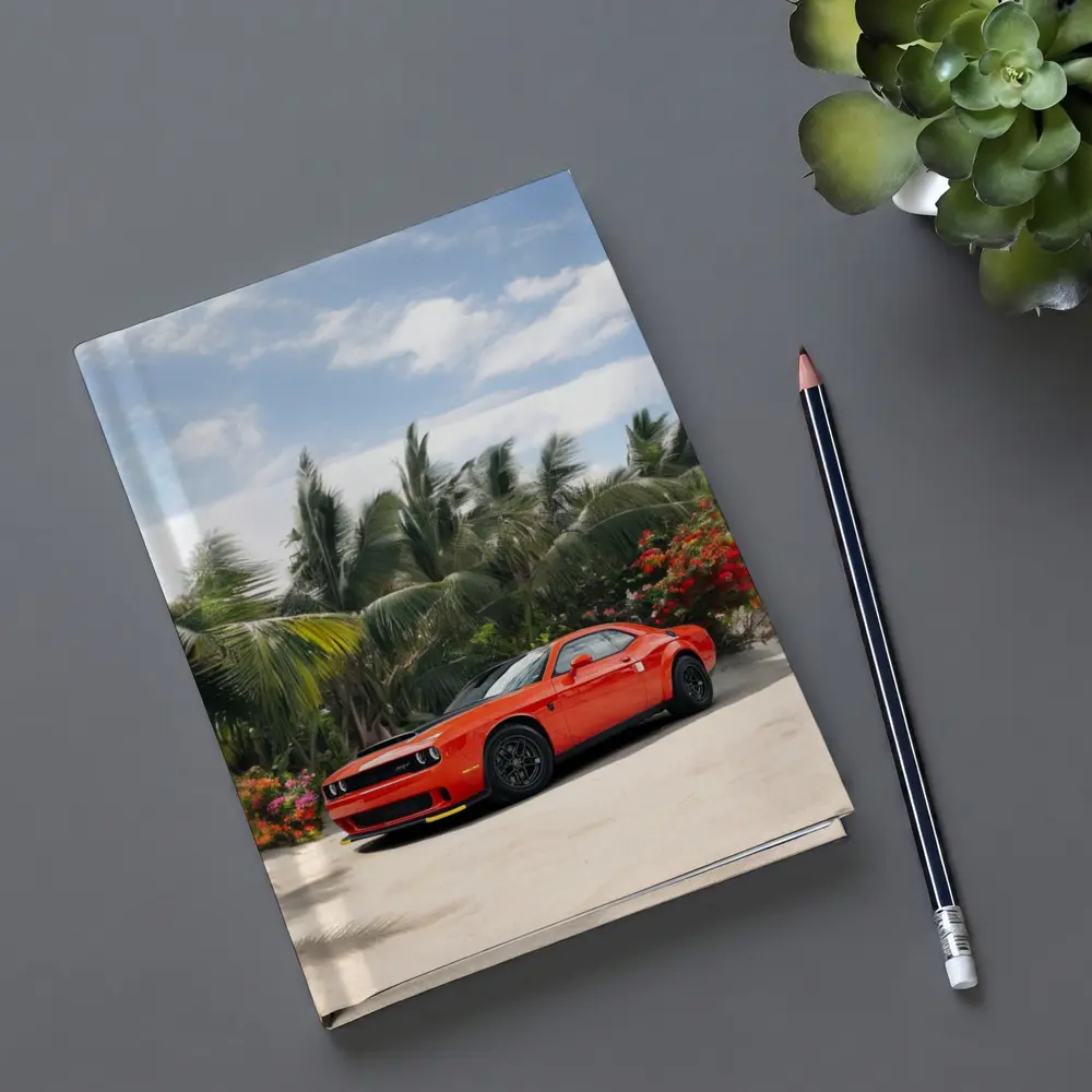 Dodge Challenger Red Muscle Car Tropical Beach – Notebooks